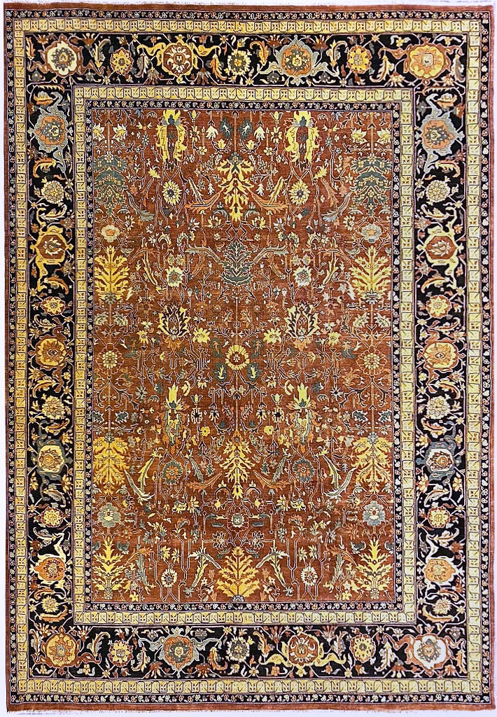 Handmade Agra Rug 9'2" x 12'5" Fine Wool Vegetable Dye: Handmade Agra Rug 9'2" x 12'5" Fine Wool Vegetable Dye Free continental US Shipping Enhance your living space with this exquisite Agra rug, meticulously handcrafted from fine wool and dyed using veget