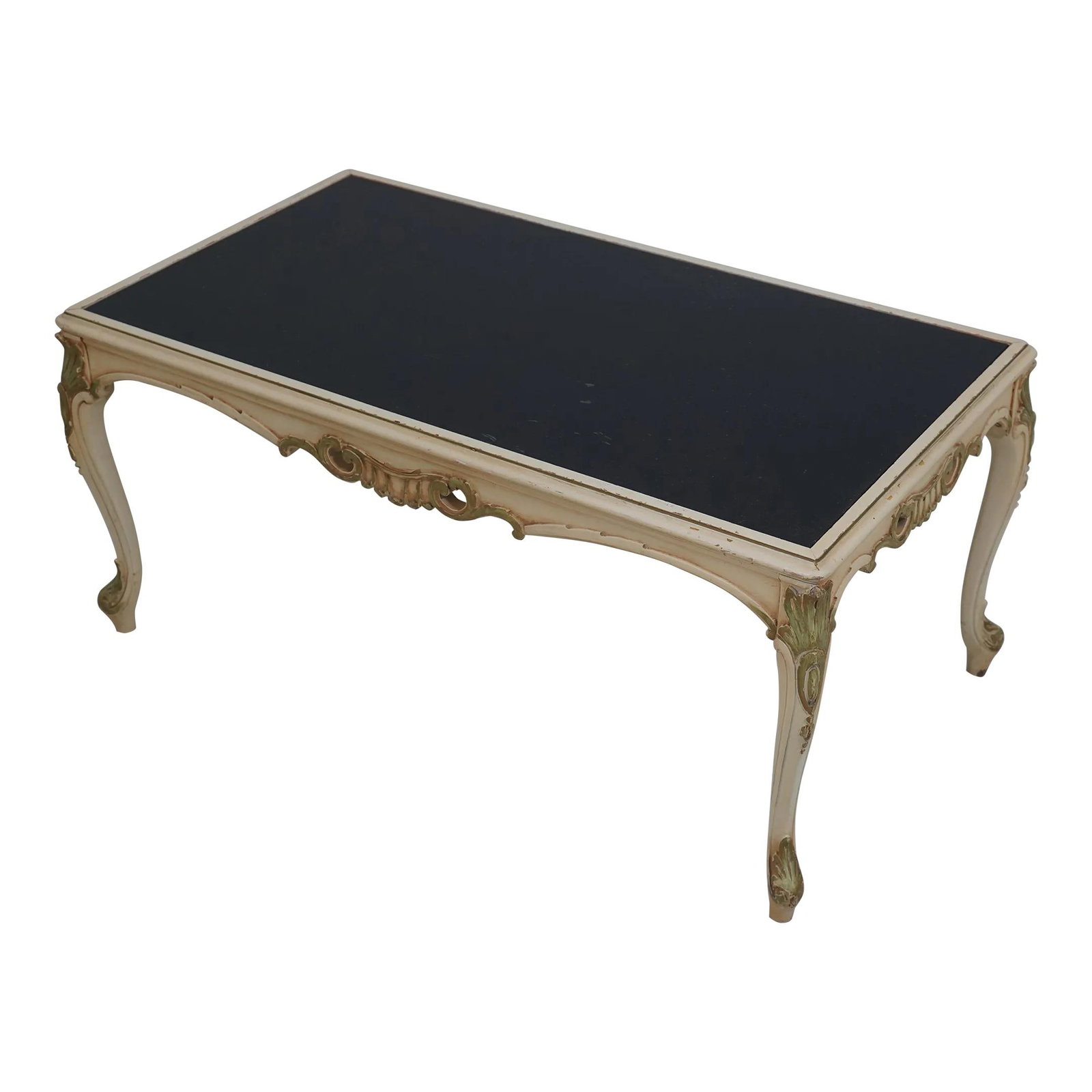 Vintage 1930s Italian Style Black Glass Coffee Table: Vintage 1930s Italian Style Black Glass Coffee Table This exquisite Italian-style coffee table features a beautifully ornate carved black glass top, making it a stunning addition to any living space. 