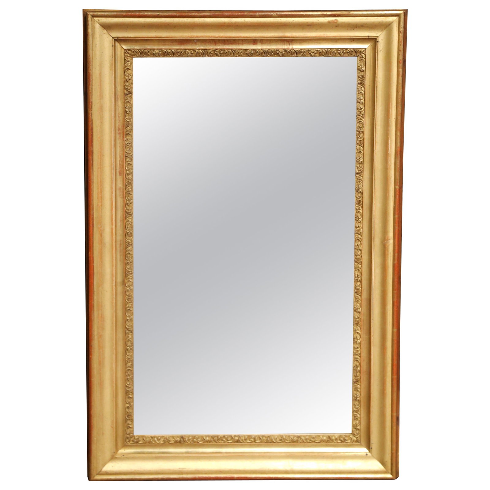 French Louis XVI Giltwood Wall Mirror with Original Mercury Glass circa 1860: French Louis XVI Giltwood Wall Mirror with Original Mercury Glass circa 1860 This mid-19th century Louis XVI-style mirror was crafted in France around 1860. Featuring a rectangular frame made from sol