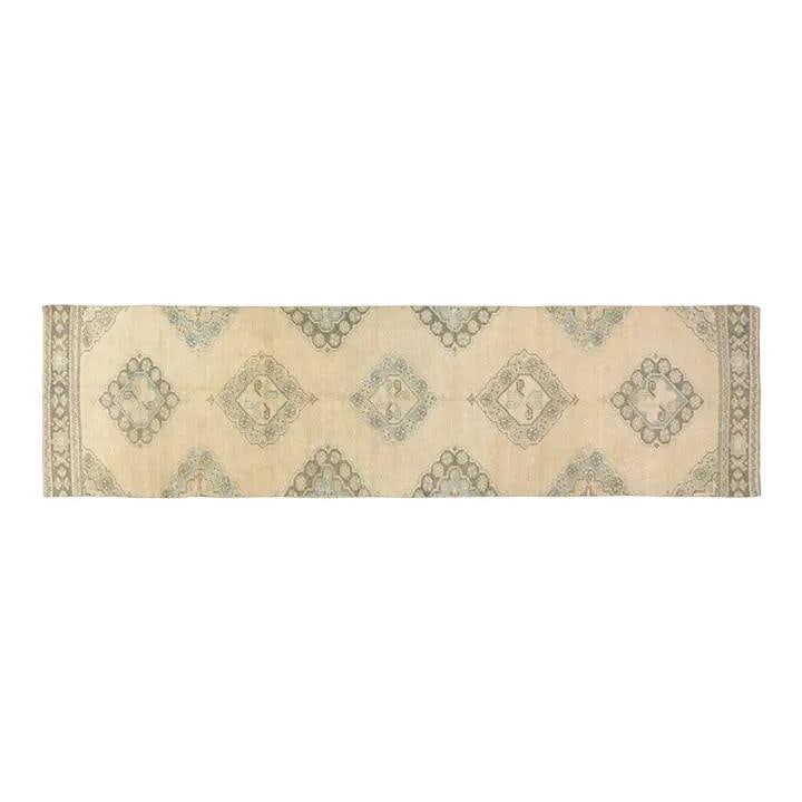 Anatolian Wool Runner Rug Hand Knotted Vintage 2'9'' x 11'8'': Anatolian Wool Runner Rug Hand Knotted Vintage 2'9'' x 11'8'' This vintage Turkish Anatolian rug is hand-knotted from wool using traditional rug-making techniques. It features a versatile design that 