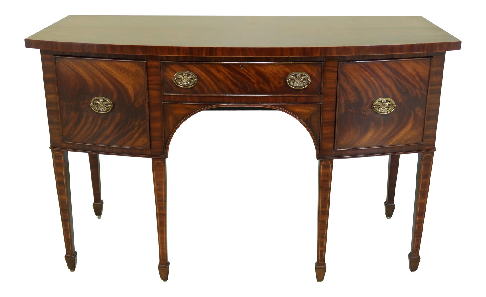 Maitland Smith Federal Style Figural Mahogany Sideboard 60 x 26.5 x 38.5: Maitland Smith Federal Style Figural Mahogany Sideboard 60 x 26.5 x 38.5 This exquisite Federal Style Figural Mahogany Sideboard showcases quality craftsmanship and a classic design reminiscent of the