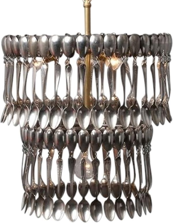 Handmade Eclectic 2-Tier Silver-Plated Bowl Chandelier (1 of 1)