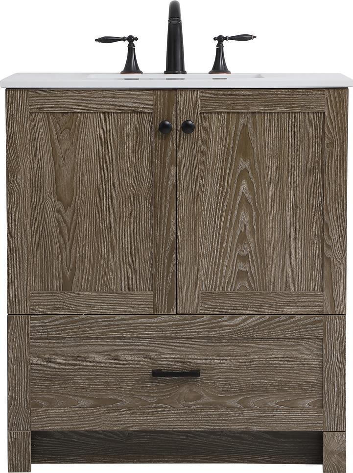Elegant Lighting 30 Weathered Oak Bathroom Vanity Country Farmhouse Style: Elegant Lighting 30 Weathered Oak Bathroom Vanity Country Farmhouse Style Elevate your bathroom decor with this stylish 30" Weathered Oak Bathroom Vanity. Designed in a charming Country Farmhouse styl