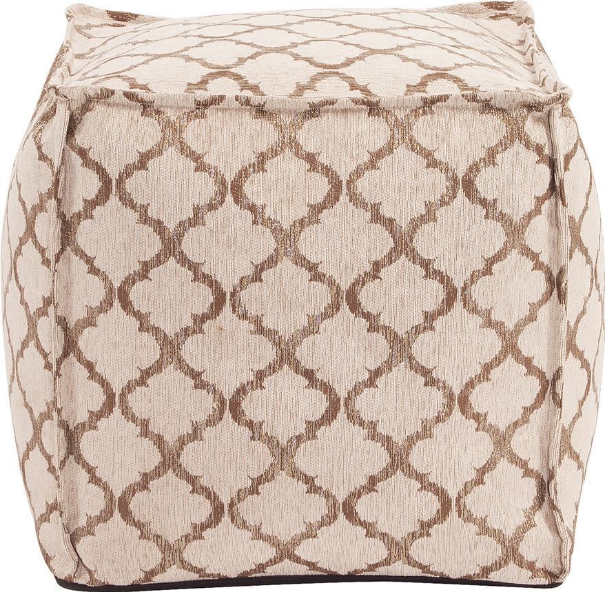 Howard Elliott Moroccan Gold Pouf Hand-Finished Square Seating: Howard Elliott Moroccan Gold Pouf Hand-Finished Square Seating Enhance your living space with this Moroccan Gold Pouf, a perfect blend of style and function. This square pouf features a hand-finished 