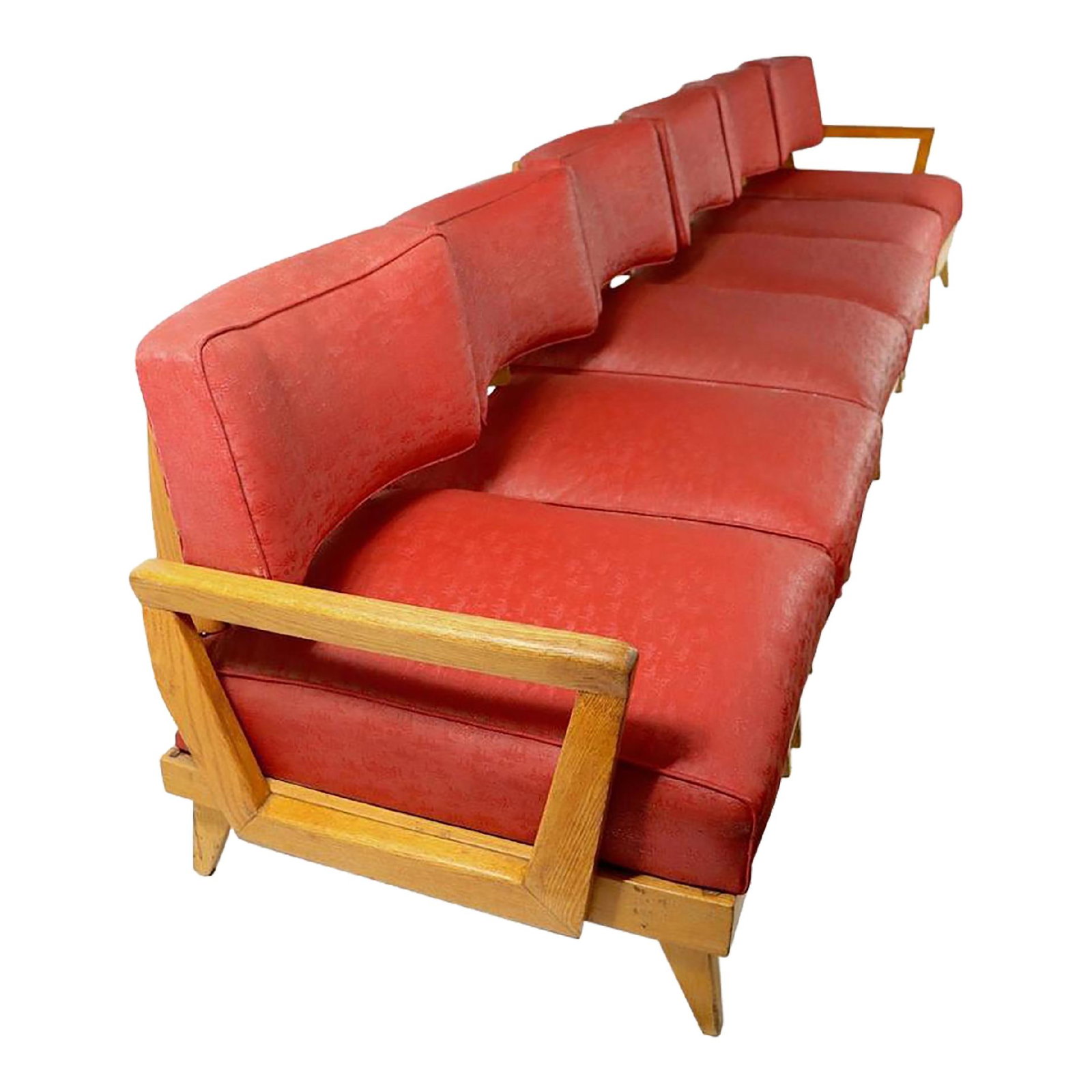 Unique 6-Seat Mid Century Modular Sofa by Uni-Dapt: Unique 6-Seat Mid Century Modular Sofa by Uni-Dapt This extra-long mid-century modular sofa features six distinct sections that can be combined to create a spacious 143-inch long seating arrangement o