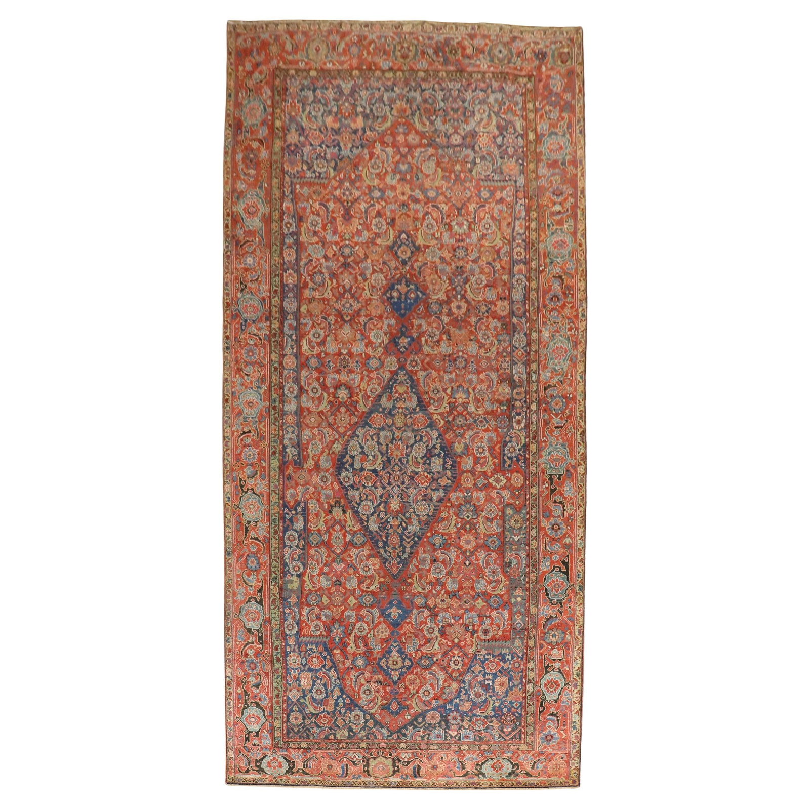 Zabihi Collection Hand-Knotted Persian Rug Red Blue Malayer 6'6 x 15'8: Zabihi Collection Hand-Knotted Persian Rug Red Blue Malayer 6'6 x 15'8 This exquisite Zabihi Collection Persian corridor rug features a striking red and blue color palette, showcasing a Malayer style 