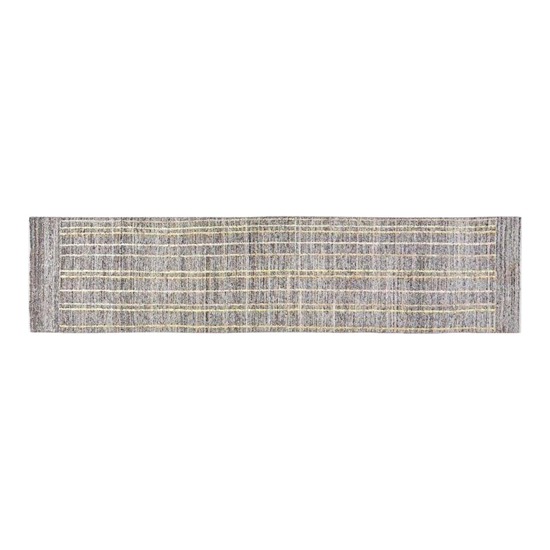 Gray Wool Runner Rug Hand Knotted Moroccan Style 2'9'' x 11'9'': Gray Wool Runner Rug Hand Knotted Moroccan Style 2'9'' x 11'9'' This Moroccan hand-knotted wool rug is crafted using traditional techniques, combining enduring craftsmanship with modern design sensibi