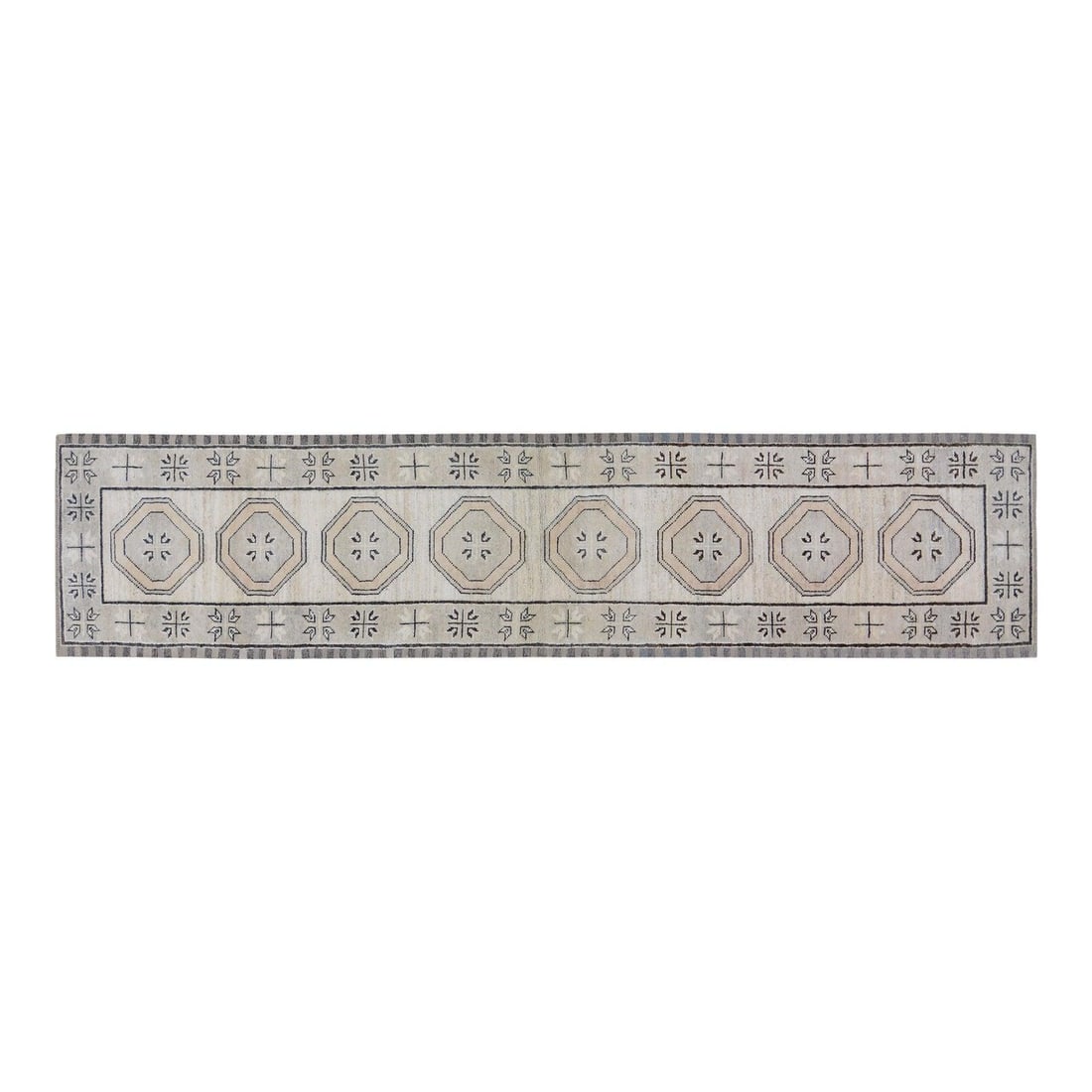 2'9 x 12'2 Wool Runner Handcrafted in Oushak Style: 2'9 x 12'2 Wool Runner Handcrafted in Oushak Style This Oushak rug is hand-knotted from wool using traditional techniques, offering a blend of timeless craftsmanship and modern design. Its soft textur
