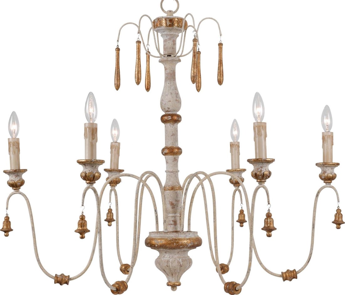 Terracotta Romantic Morana Aged White Bowl Chandelier Shabby Chic (1 of 2)