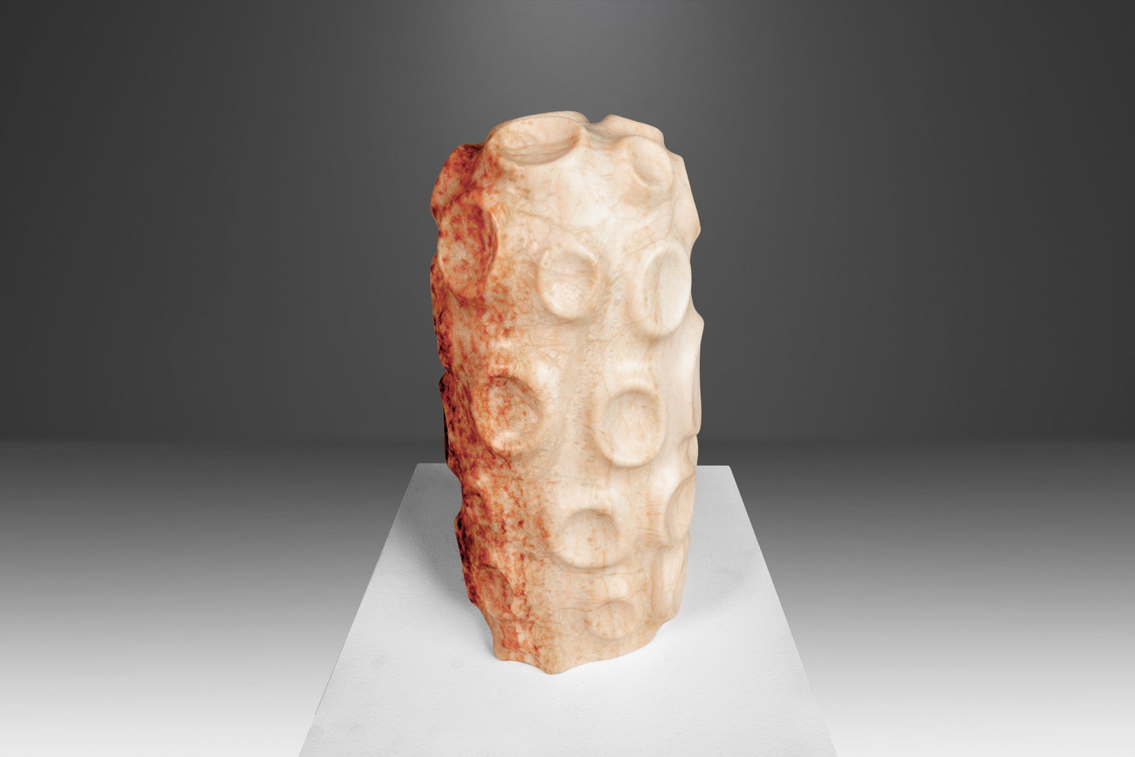 Mark Leblanc Alabaster Sculpture 'Tenticle' 6.5x6.5x13.25 USA Modern Abstract: Mark Leblanc Alabaster Sculpture 'Tenticle' 6.5x6.5x13.25 USA Modern Abstract Explore the beauty of this Modern Abstract Sculpture titled 'Tenticle' by Mark Leblanc, expertly hand-sculpted from solid 