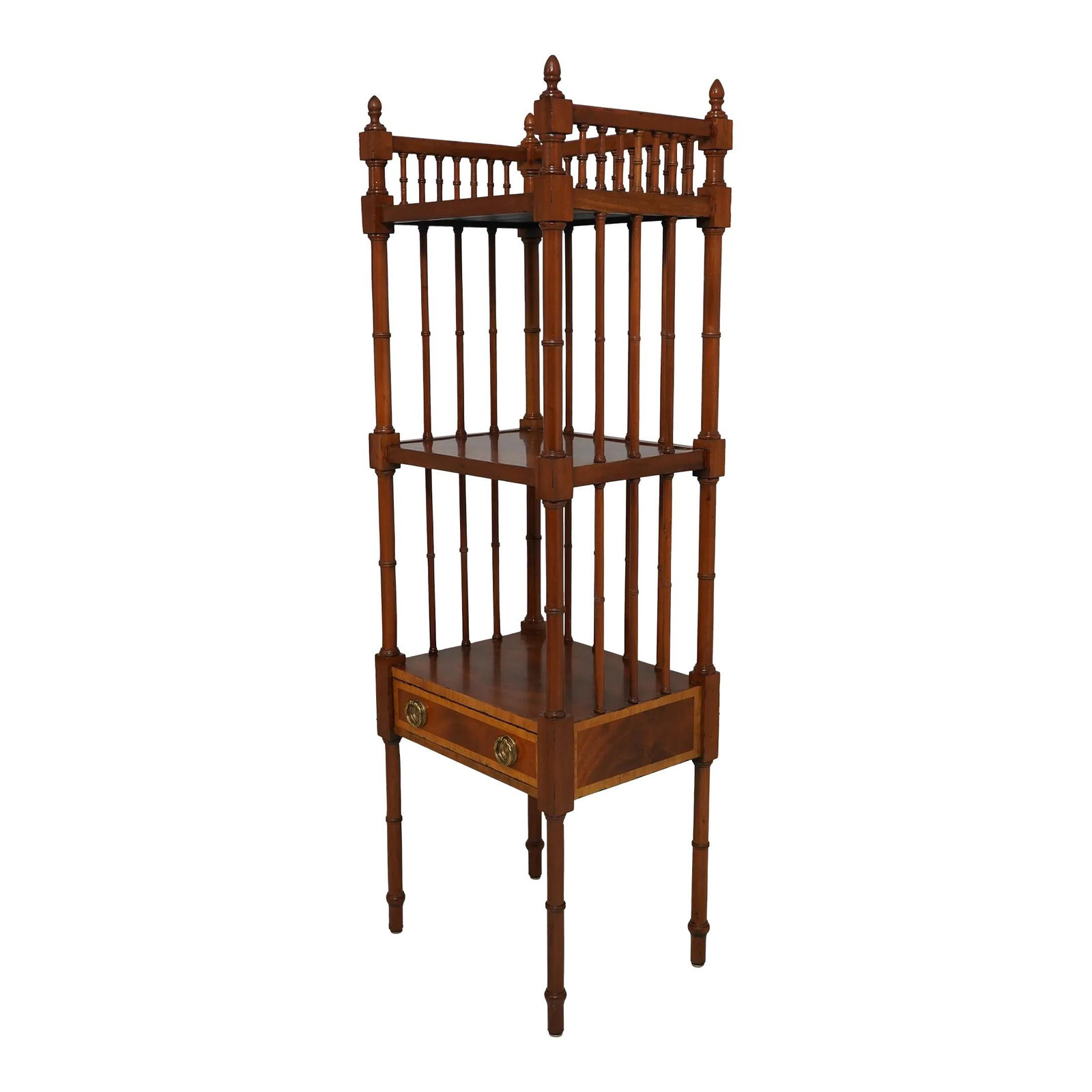 Maitland Smith Mahogany 2 Tier Etageres Stand Mid Century Modern (1 of 10)