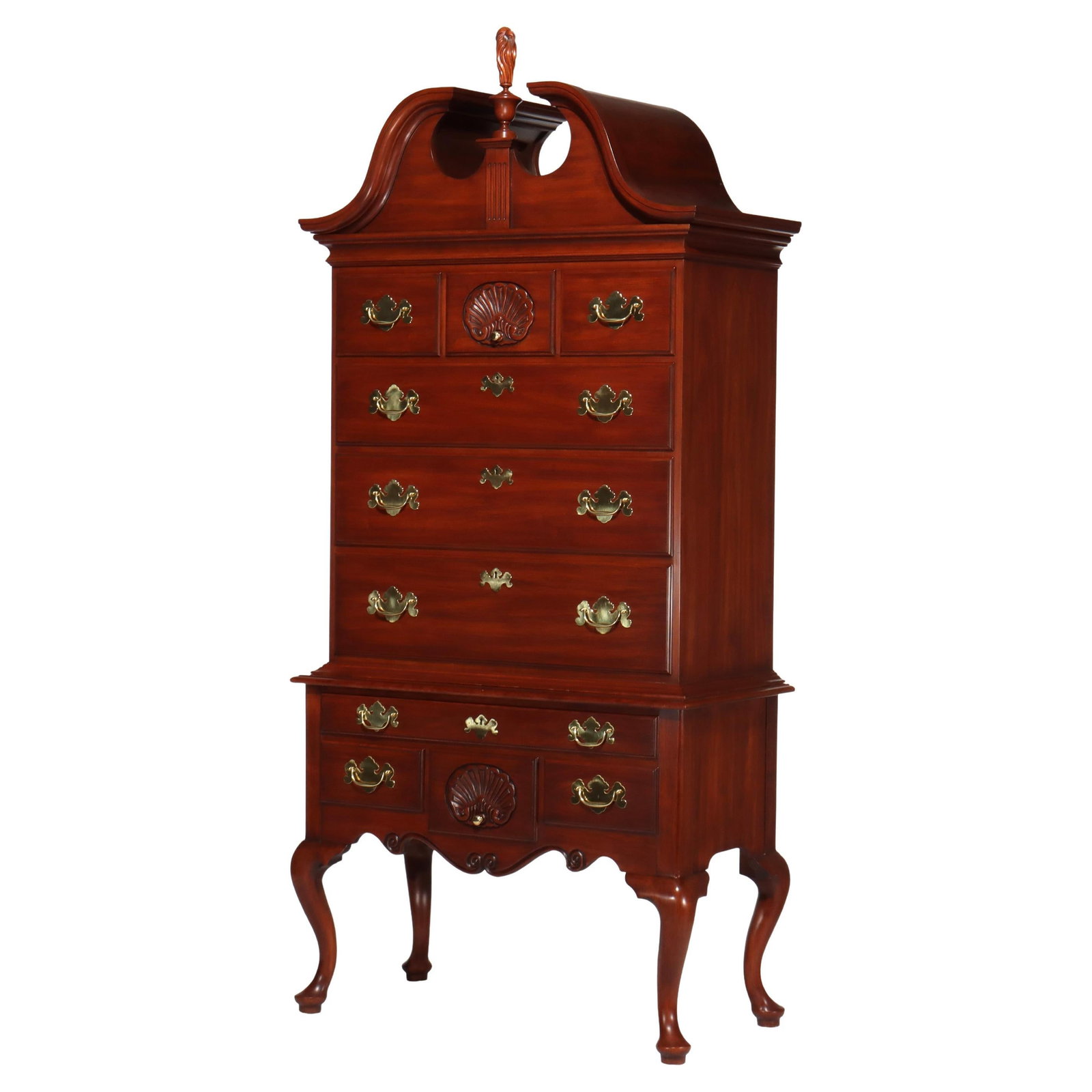 Henkel Harris Queen Anne Wild Black Cherry Chest on Chest C1992: Henkel Harris Queen Anne Wild Black Cherry Chest on Chest C1992 Experience timeless elegance with this Henkel Harris Queen Anne Wild Black Cherry Chest on Chest, crafted circa 1992. This stunning piec