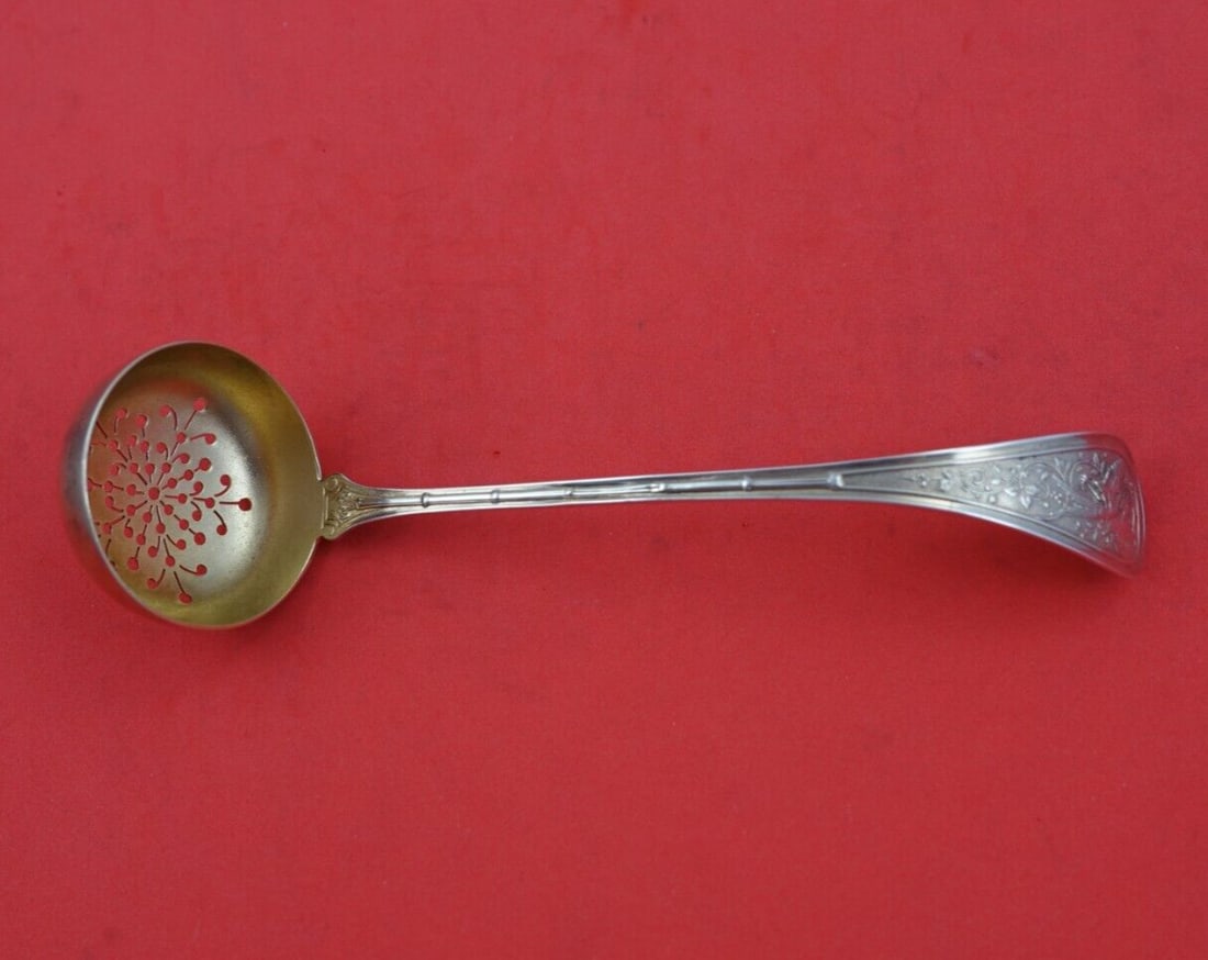 Wendt Bird Sterling Silver Gold Washed Sugar Sifter Ladle 6 3/4 Inches: Wendt Bird Sterling Silver Gold Washed Sugar Sifter Ladle 6 3/4 Inches This exquisite sugar sifter ladle is crafted from sterling silver and showcases the elegant Bird pattern by Wendt, dating back to