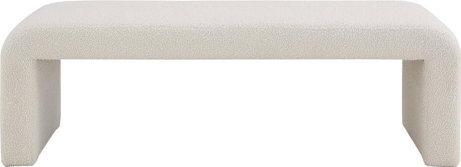 Alder Tweed Ivory Cloud AveryBench Minimalist Design 19.5H 61W 19D: Alder Tweed Ivory Cloud AveryBench Minimalist Design 19.5H 61W 19D This Minimalist Ivory Cloud AveryBench Design is a stylish addition to your space. Crafted by Alder Tweed, this bench features a clea