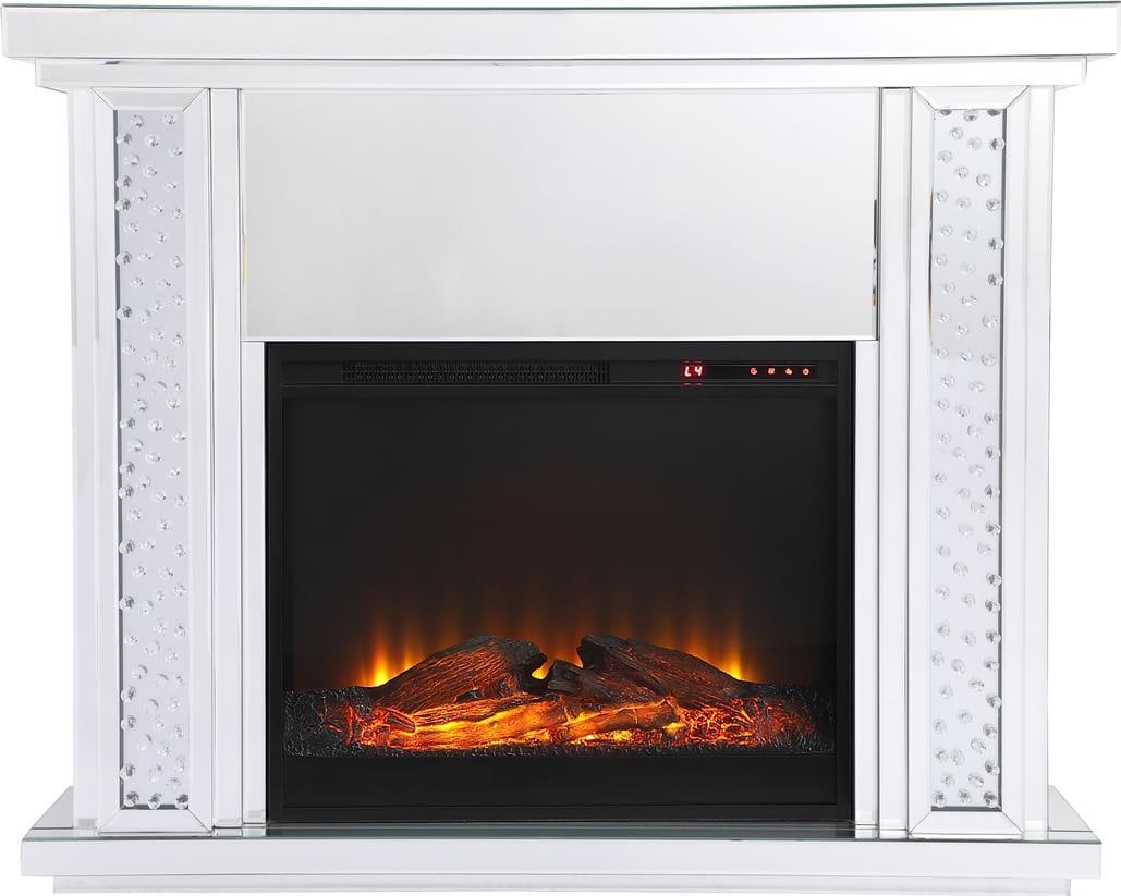 Elegant Lighting Modern Crystal Mantel Fireplace with Realistic Logs: Elegant Lighting Modern Crystal Mantel Fireplace with Realistic Logs Enhance your living space with this modern crystal mantel fireplace, featuring a stunning crystal finish that adds elegance to any 