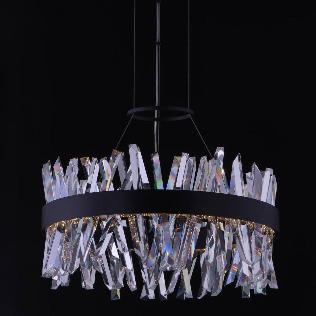 Kalco Glacier 25 LED Pendant Light Chrome Firenze Crystal Dimmable: Kalco Glacier 25 LED Pendant Light Chrome Firenze Crystal Dimmable Introducing the Glacier 25 LED Lighting Fixture, a stunning addition to any contemporary space. This elegant fixture features a sleek