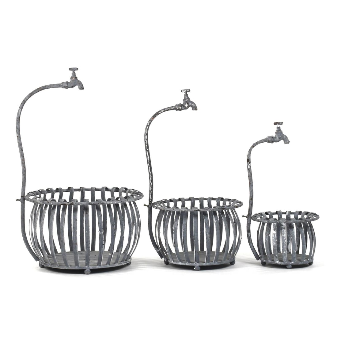Zentique Rustic Metal Basket 26H Charm: Zentique Rustic Metal Basket 26H Charm Enhance your home decor with this charming vintage-style basket. Crafted from metal, this rustic basket features a height of 26 inches, width of 16 inches, and d