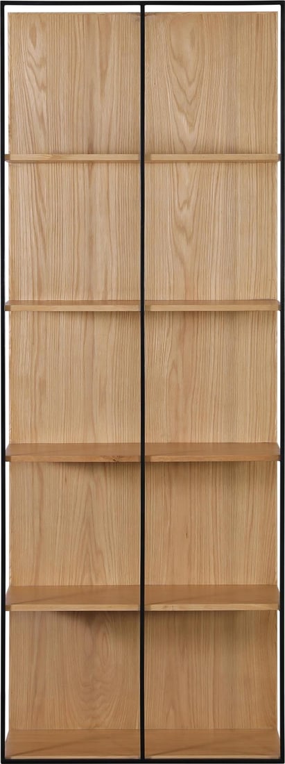 Industrial Style Gerald Bookcase Iron Oak Finish 87H 32W 12D: Industrial Style Gerald Bookcase Iron Oak Finish 87H 32W 12D This traditional Gerald Bookcase features a striking combination of iron and oak finishes, embodying an industrial style that enhances any 