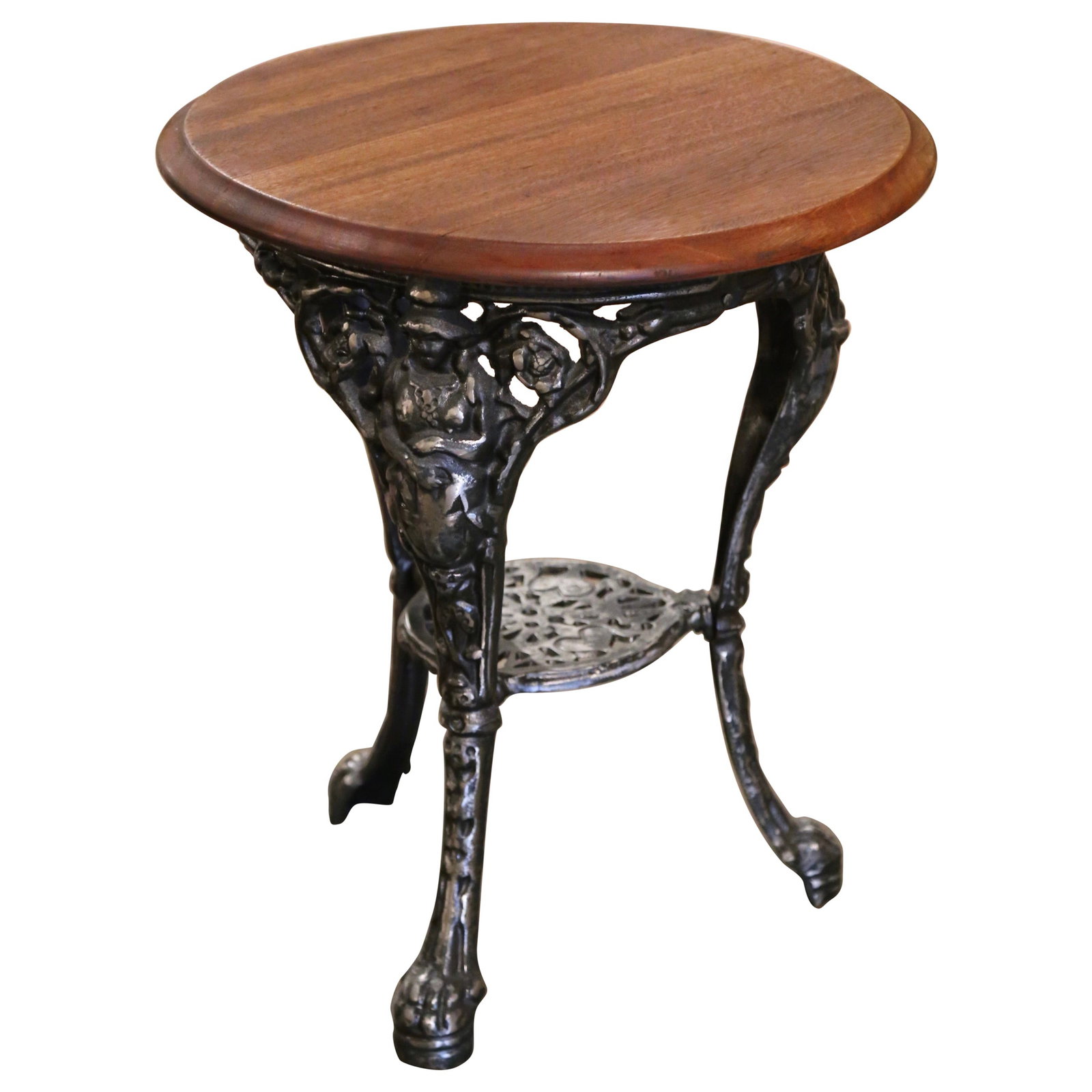 19th Century Napoleon III Iron Walnut Bistrot Table England: 19th Century Napoleon III Iron Walnut Bistrot Table England This exquisite 19th Century English garden bistrot pub table is a stunning blend of elegance and functionality. Crafted circa 1880 in the Na