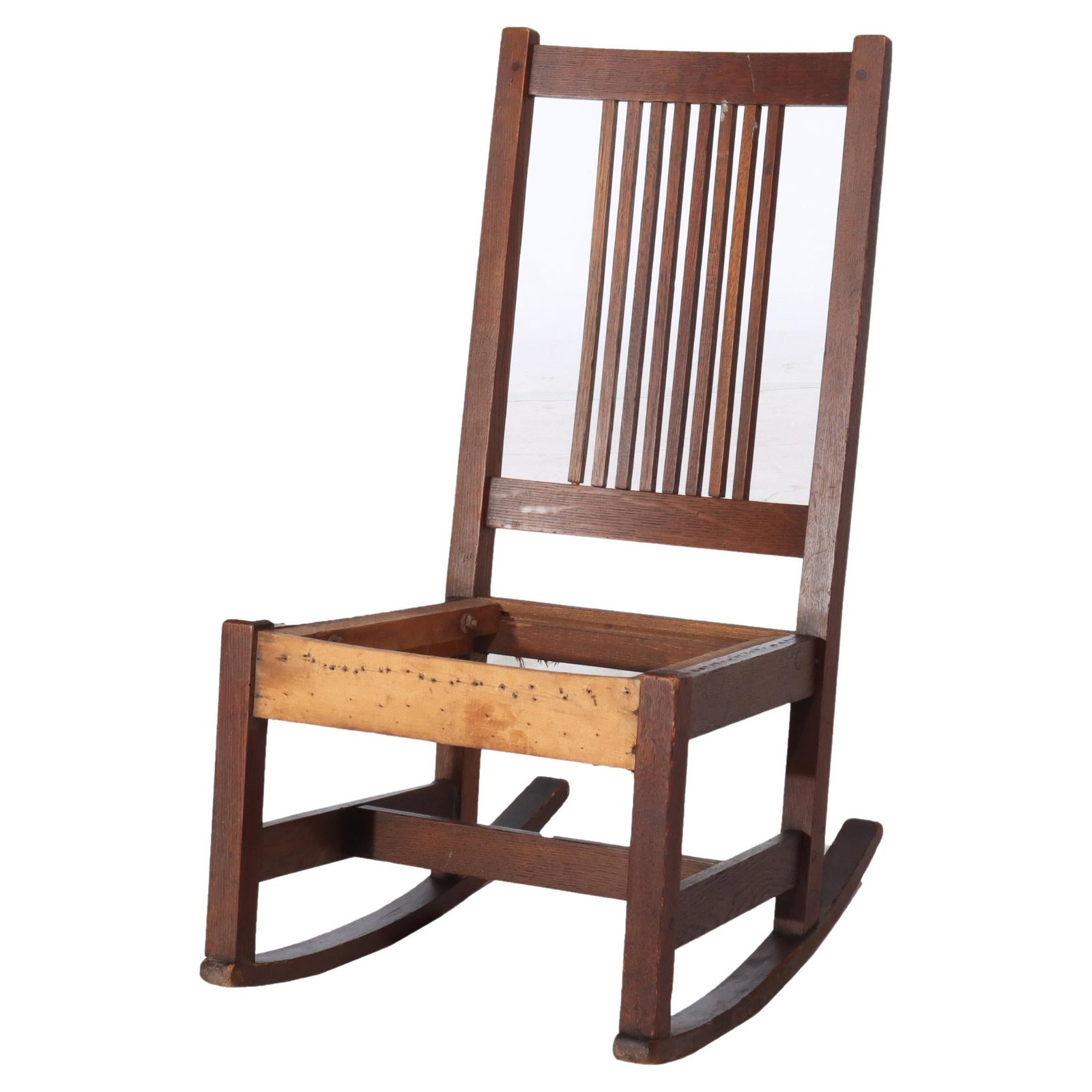 L & JG Stickley Antique Oak Spindled Ladies Chair C1910 Arts and Crafts: L & JG Stickley Antique Oak Spindled Ladies Chair C1910 Arts and Crafts This antique oak spindled ladies chair by L & JG Stickley, dating to circa 1910, embodies the principles of the Arts and Crafts 