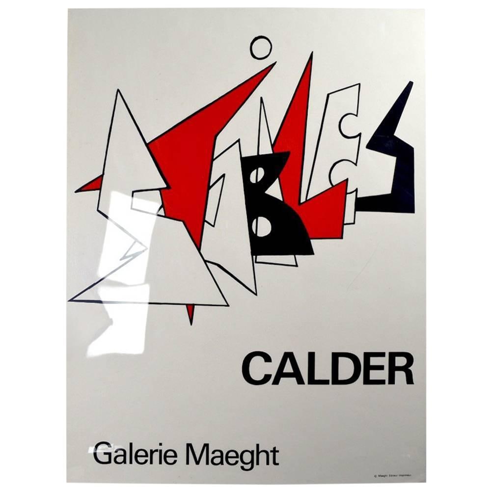 Vintage Galerie Maeght Calder Poster Stabiles Red Art: Vintage Galerie Maeght Calder Poster Stabiles Red Art This vintage poster from Galerie Maeght features the iconic work "Stabiles" by renowned artist Alexander Calder. The striking red color adds a vib