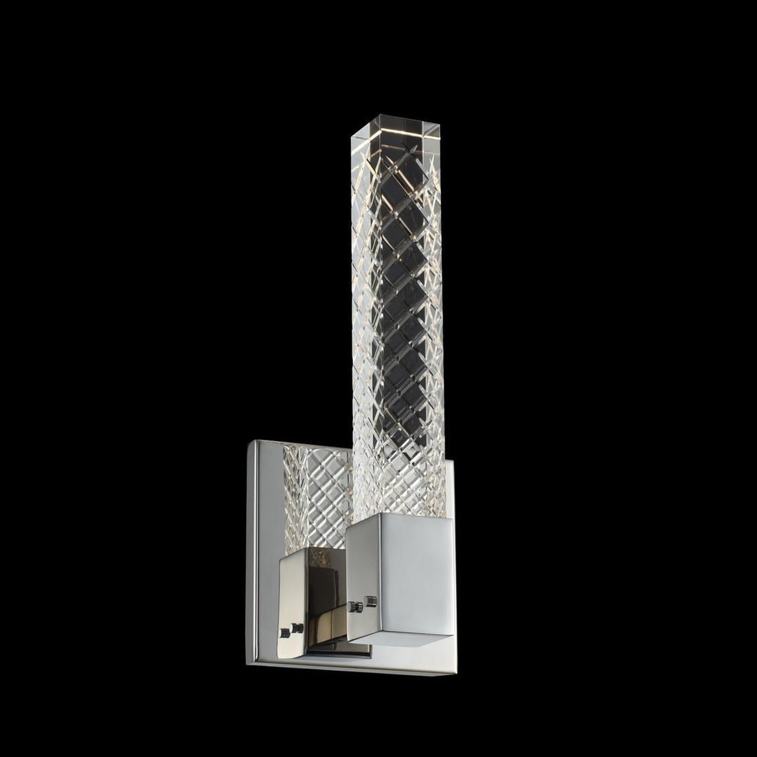 Kalco Apollo LED Wall Sconce Crystal Chrome 1-Light Dimmable: Kalco Apollo LED Wall Sconce Crystal Chrome 1-Light Dimmable Illuminate your space with the elegant Apollo LED Sconce, featuring a contemporary design that seamlessly blends style and functionality. T