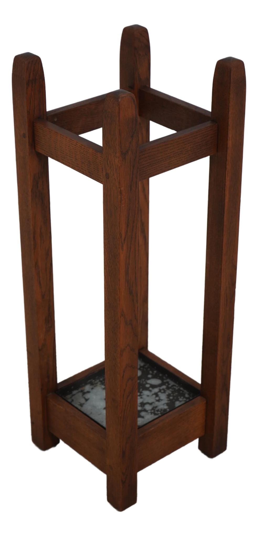 Stickley Mission Oak Arts & Crafts Umbrella Stand with Removable Tray: Stickley Mission Oak Arts & Crafts Umbrella Stand with Removable Tray Discover this exquisite Stickley Mission Oak Arts & Crafts Umbrella Stand, crafted around 2001. This piece showcases high-quality 