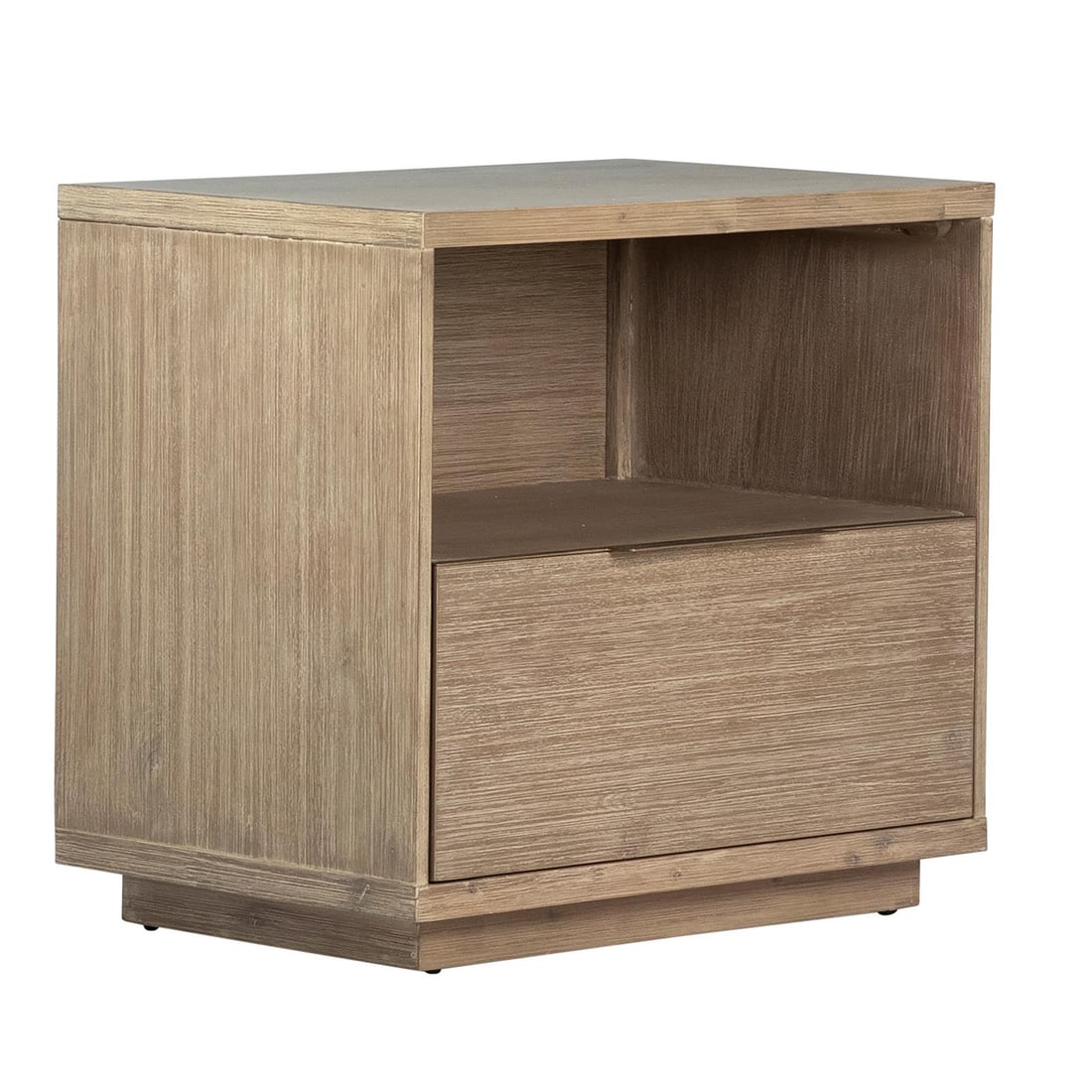Rustic Solid Acacia Nightstand with Drawer and Shelf (1 of 9)