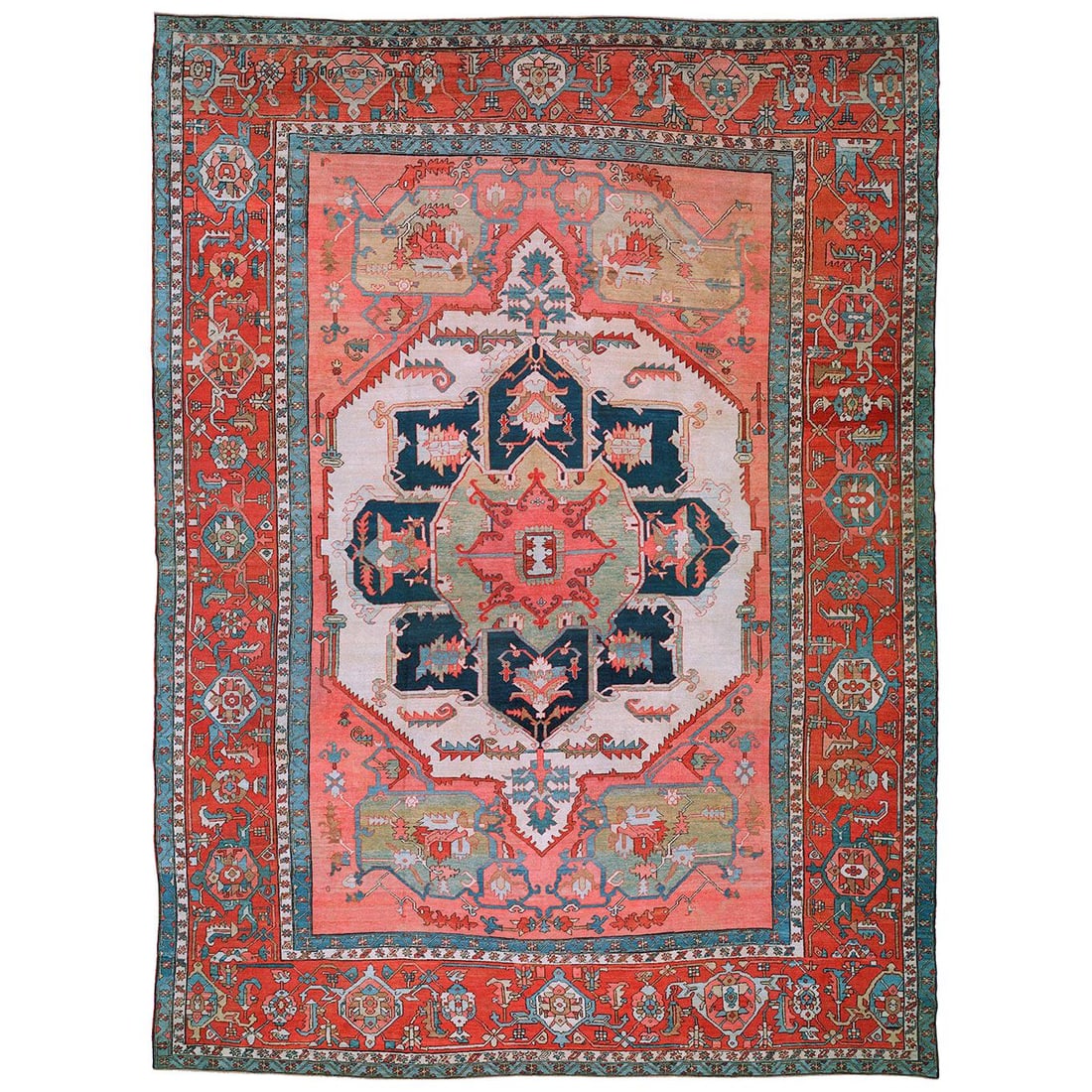 Authentic 19th Century Persian Serapi Rug Hand-Woven Wool 11'3 x 15' (1 of 15)