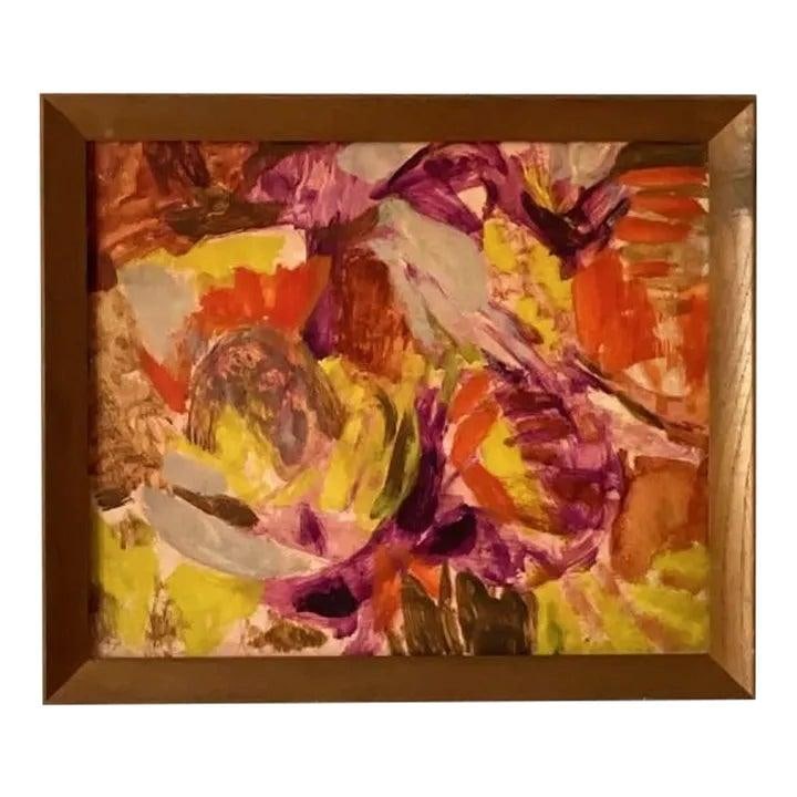 Signed Abstract Oil Artwork on Canvas from 20th Century Contemporary Artist (1 of 5)