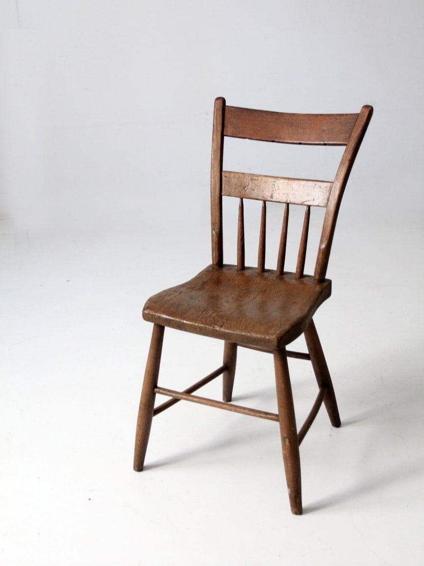 Antique Farmhouse Plank Seat Chair Rustic Side Chair (1 of 11)