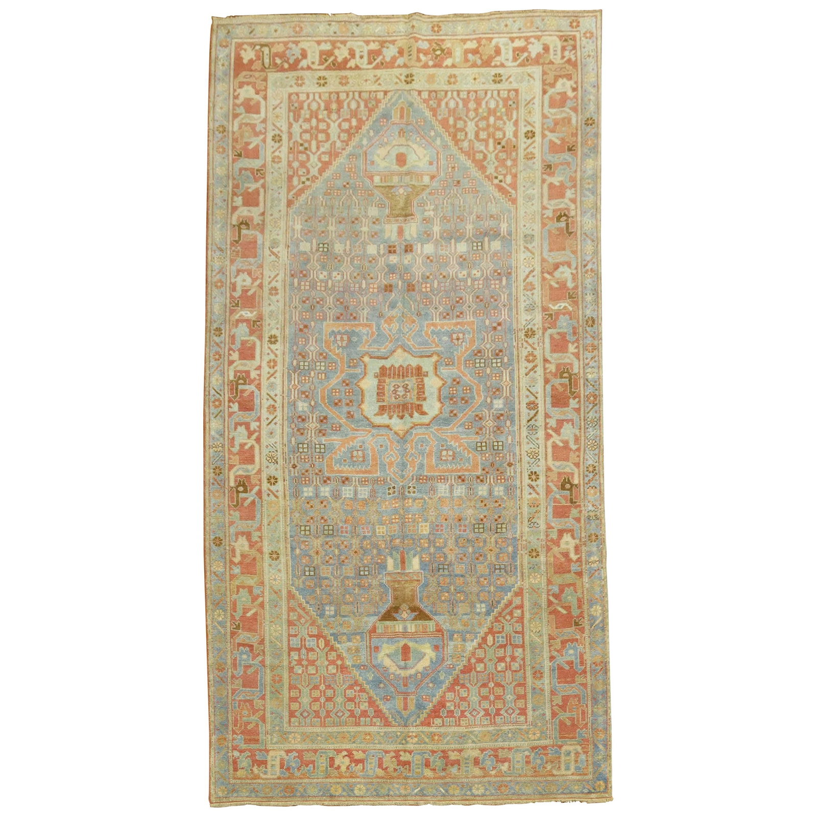 Antique Persian Malayer Rug Light Blue Hand-Woven Wool 58 x 106 in: Antique Persian Malayer Rug Light Blue Hand-Woven Wool 58 x 106 in Add a touch of elegance to your space with this exquisite antique Persian Malayer rug, crafted in the early 20th century around 1930.