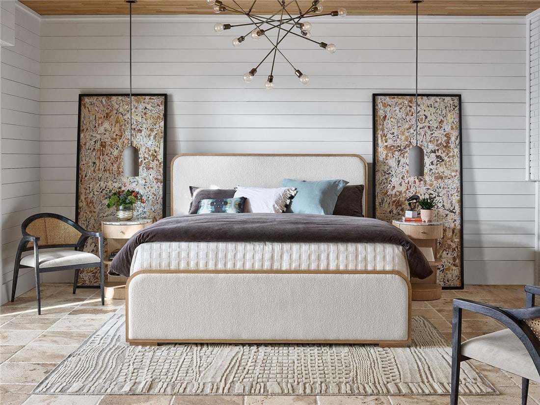 Universal Nomad Collection White Oak Nightstand Half-Moon Design: Universal Nomad Collection White Oak Nightstand Half-Moon Design Enhance your bedroom decor with the Nomad Collection Nightstand, designed with a stylish half-moon shape. This elegant nightstand featu