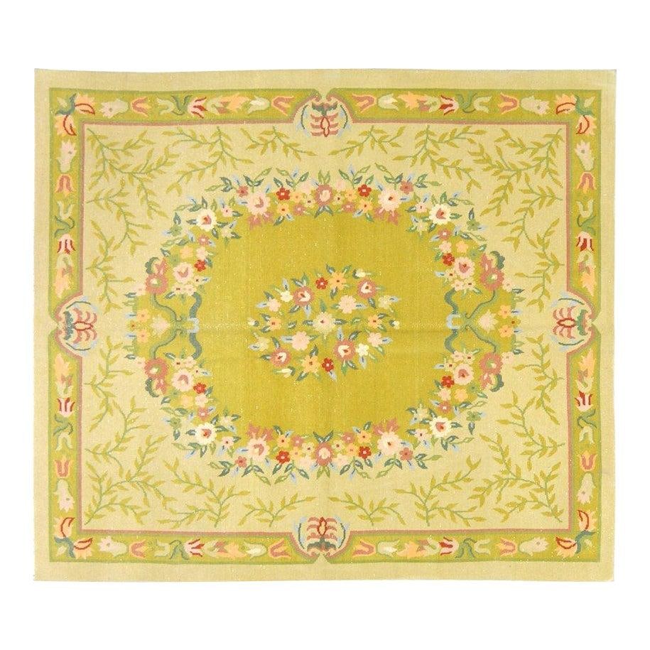 5'9 x 6'5 Hand-Knotted Wool Chinese Art Deco Area Rug: 5'9 x 6'5 Hand-Knotted Wool Chinese Art Deco Area Rug This vintage Chinese Art Deco wool rug is hand-knotted using traditional techniques, offering both durability and rich texture. Its blend of class