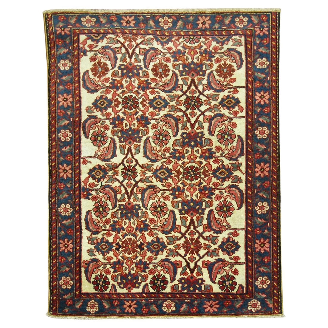 Authentic Ivory Persian Farahan Tabriz Throw Rug 31 x 38 Hand-Woven: Authentic Ivory Persian Farahan Tabriz Throw Rug 31 x 38 Hand-Woven This exquisite authentic Persian Farahan throw rug features a stunning ivory field and represents the artistry of Tabriz style. Hand