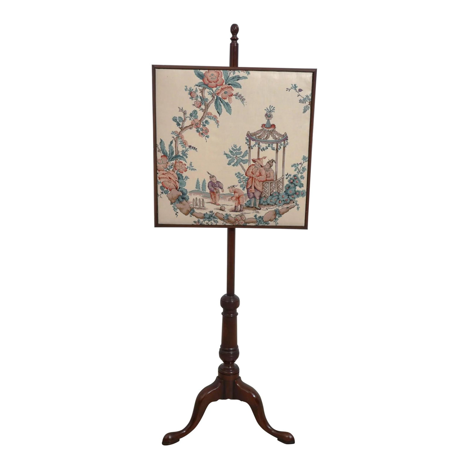 Kittinger CW-92 Chinoiserie Upholstered Firescreen with Queen Anne Legs: Kittinger CW-92 Chinoiserie Upholstered Firescreen with Queen Anne Legs This exquisite Kittinger Colonial Williamsburg CW-92 Chinoiserie Upholstered Firescreen showcases high-quality construction with