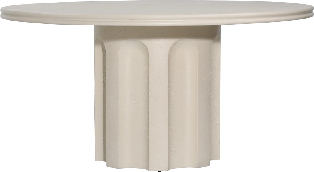 Caitie Outdoor Dining Table Ivory Travertine Concrete 30H 60W 60D: Caitie Outdoor Dining Table Ivory Travertine Concrete 30H 60W 60D Introducing the Elegant Caitie Outdoor Dining Table, designed to enhance your outdoor dining experience. This stylish table features a