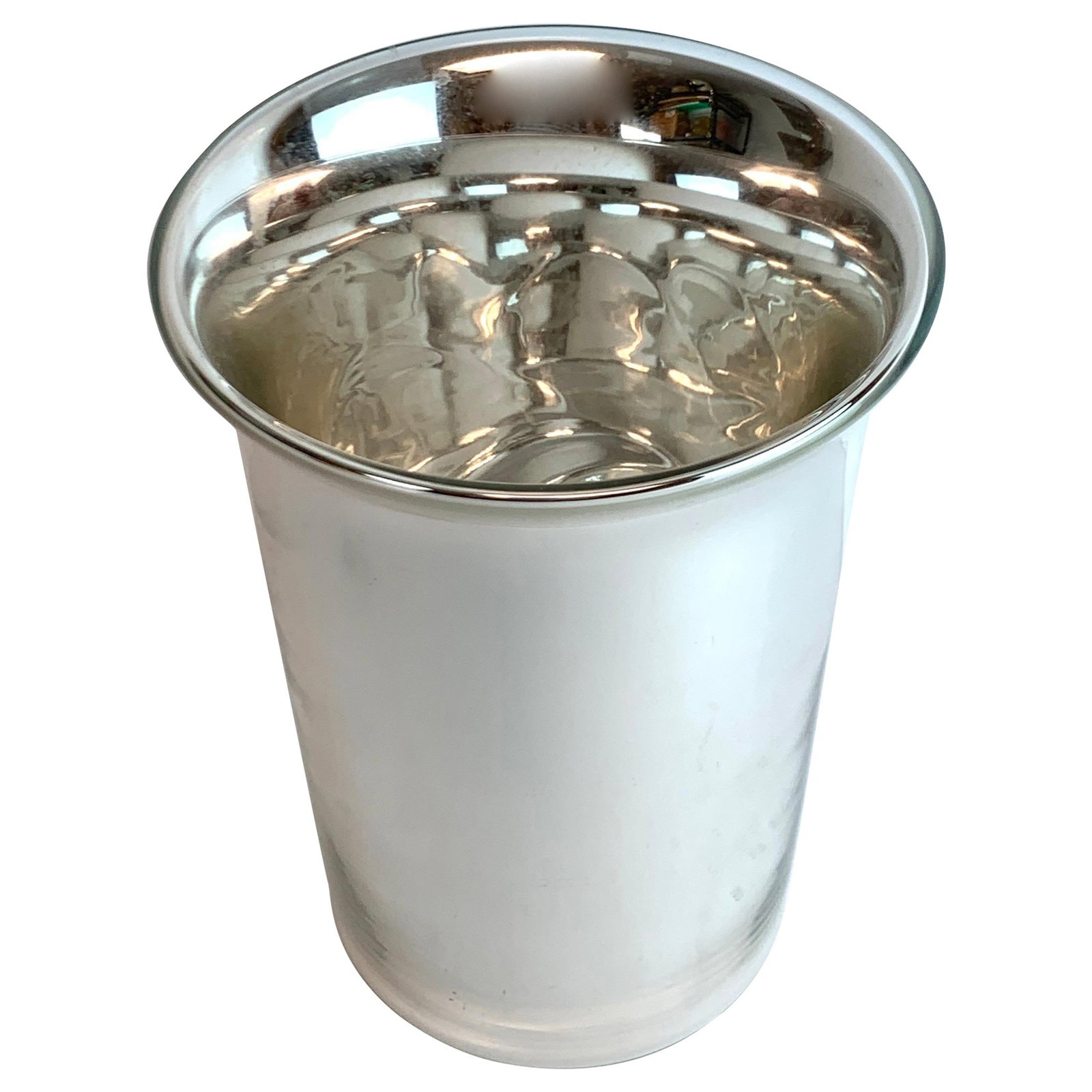 French Modern Mercury Glass Champagne Bucket 9.5in: French Modern Mercury Glass Champagne Bucket 9.5in Elevate your entertaining with this elegant French Modern Style Mercury Glass Champagne/Wine Bucket. Crafted from high-quality mercury glass, this bu