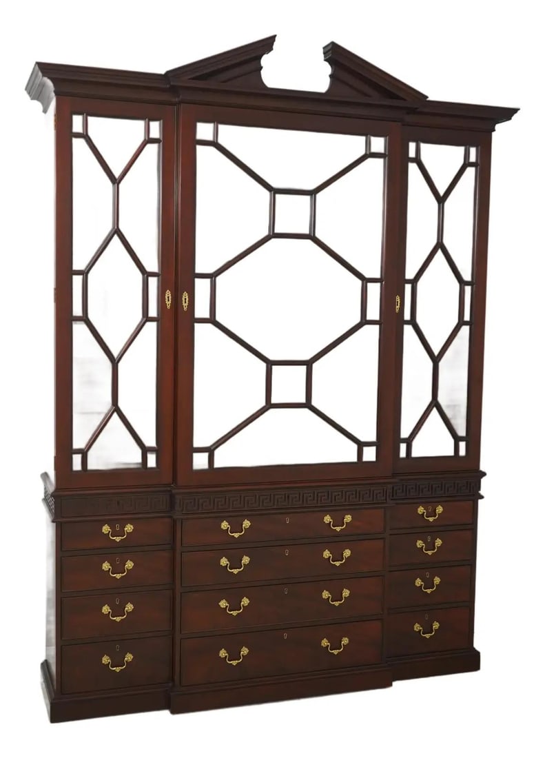Baker Colonial Williamsburg Mahogany Chippendale Breakfront Display Cabinet (1 of 10)