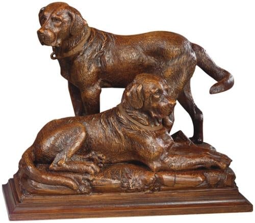 Hand-Painted Lodge Style Labrador Dog Sculpture 14H Resin: Hand-Painted Lodge Style Labrador Dog Sculpture 14H Resin This item is made at time of order. Please allow 42 to 70 days for production. This exquisite hand-painted sculpture features a charming depic