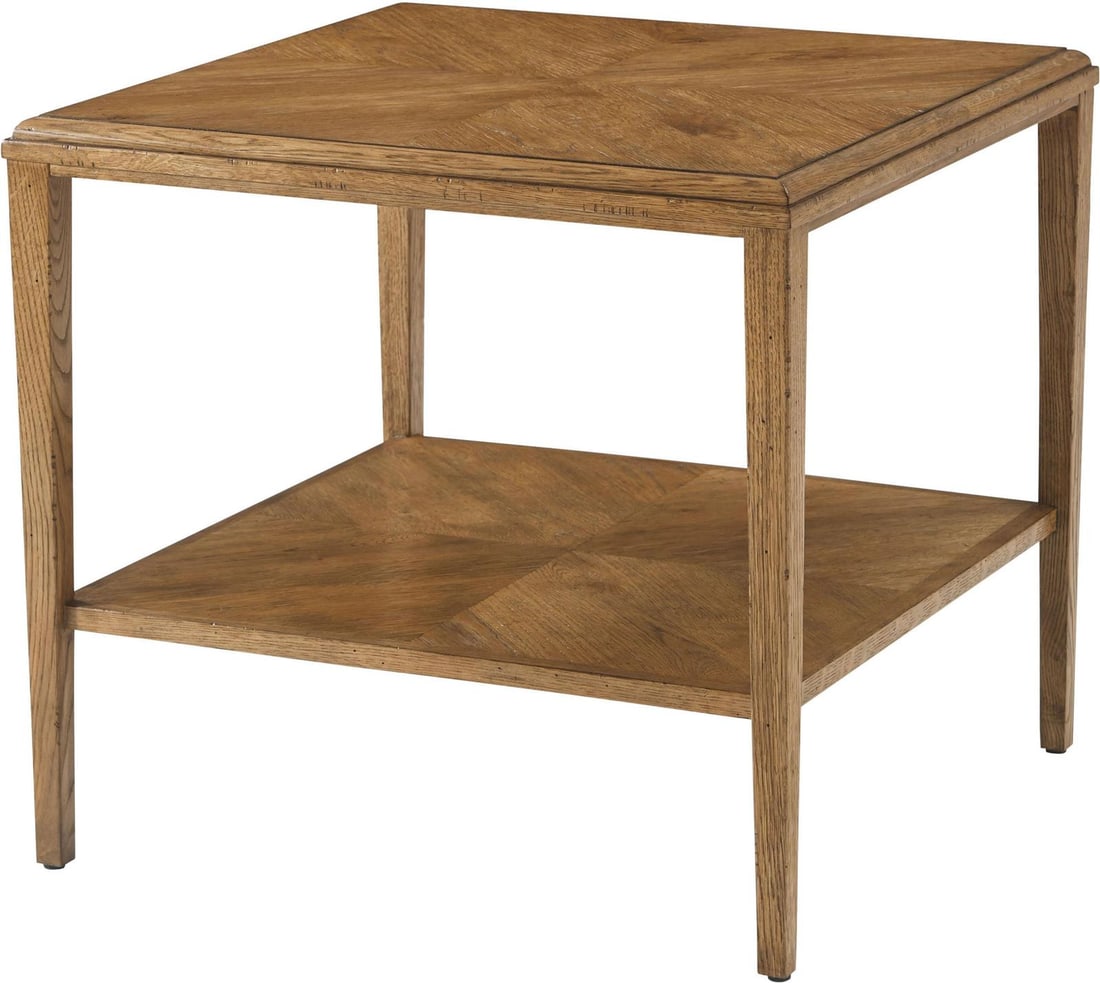 Nova Collection Square Side Table in Metal and Wood Veneer: Nova Collection Square Side Table in Metal and Wood Veneer This un-used side table from the Nova Collection by Theodore Alexander features a square shape and is crafted with metal, solid wood, and ven