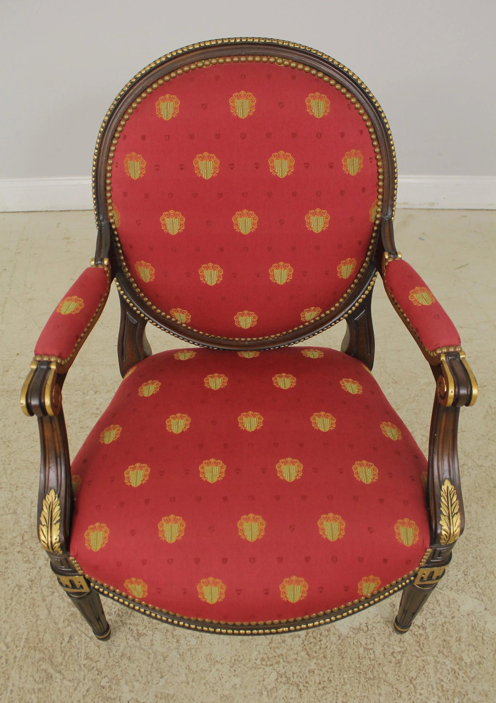 Pair of Ej Victor French Louis XVI Medallion Back Armchairs in Mahogany - 2