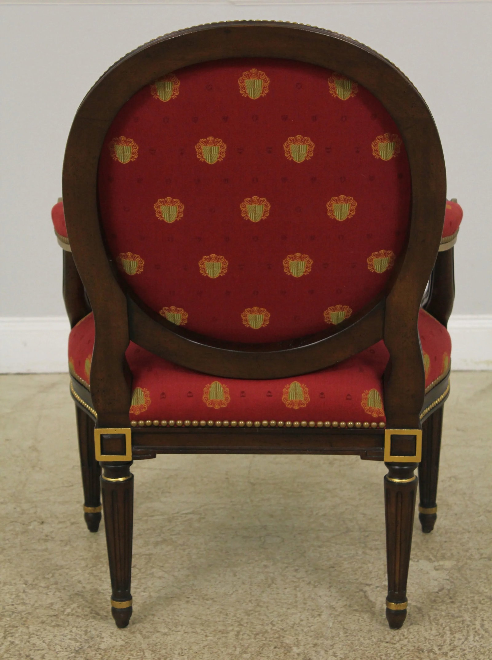 Pair of Ej Victor French Louis XVI Medallion Back Armchairs in Mahogany - 4