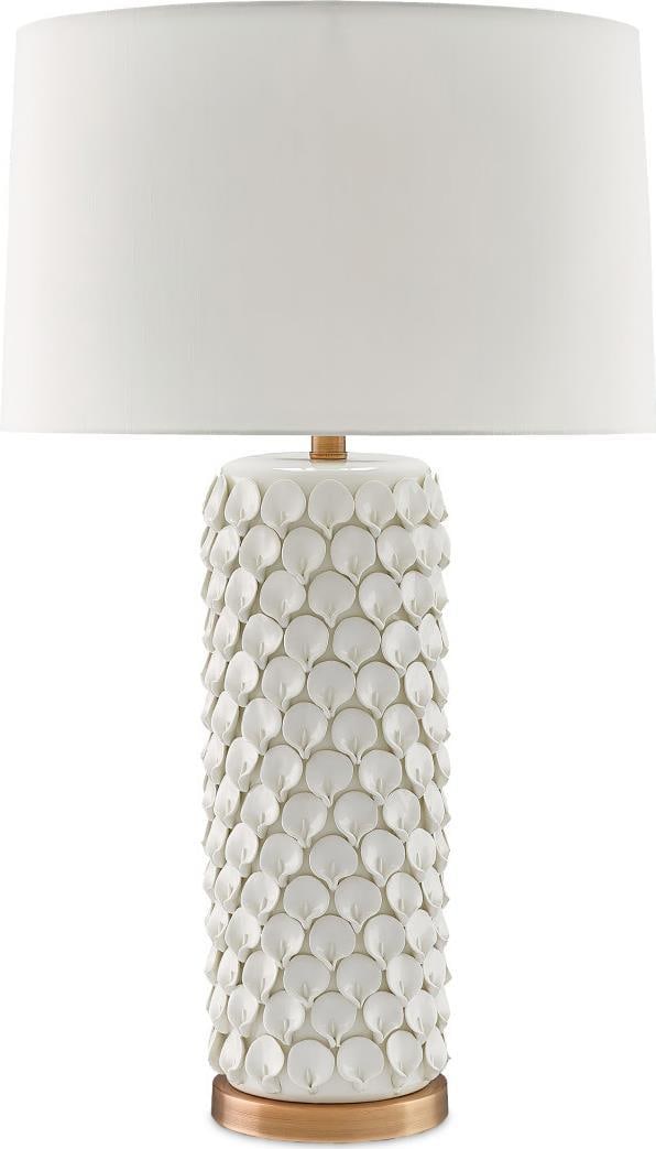 Currey Calla Lily Floral Ceramic Table Lamp Brass 31.25in: Currey Calla Lily Floral Ceramic Table Lamp Brass 31.25in Illuminate your space with this charming ceramic floral lamp, designed in a timeless transitional style. The lamp features hand-formed flower 