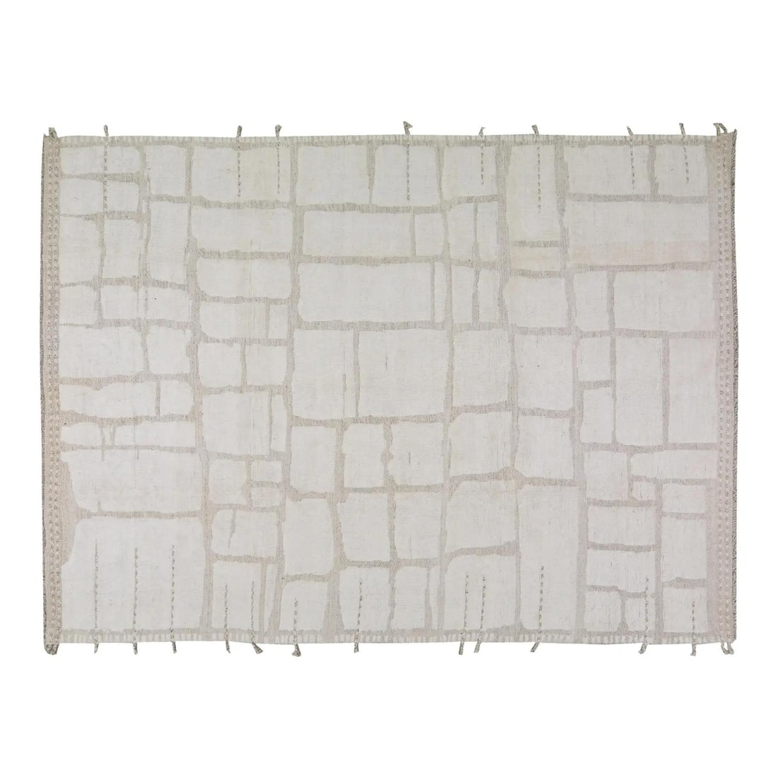 Traditional Moroccan Wool Area Rug 9'4 x 12'5 Hand Knotted Tan: Traditional Moroccan Wool Area Rug 9'4 x 12'5 Hand Knotted Tan This Moroccan hand-knotted wool rug is crafted using traditional techniques, offering durability, softness, and a rich texture. Its versa