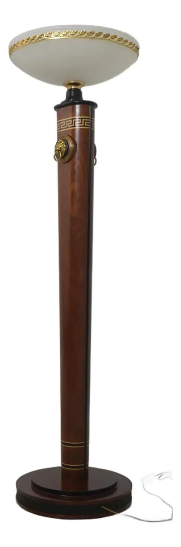 Mahogany Floor Lamp With Brass Accents and Greek Key Inlays Versace Collection (1 of 9)