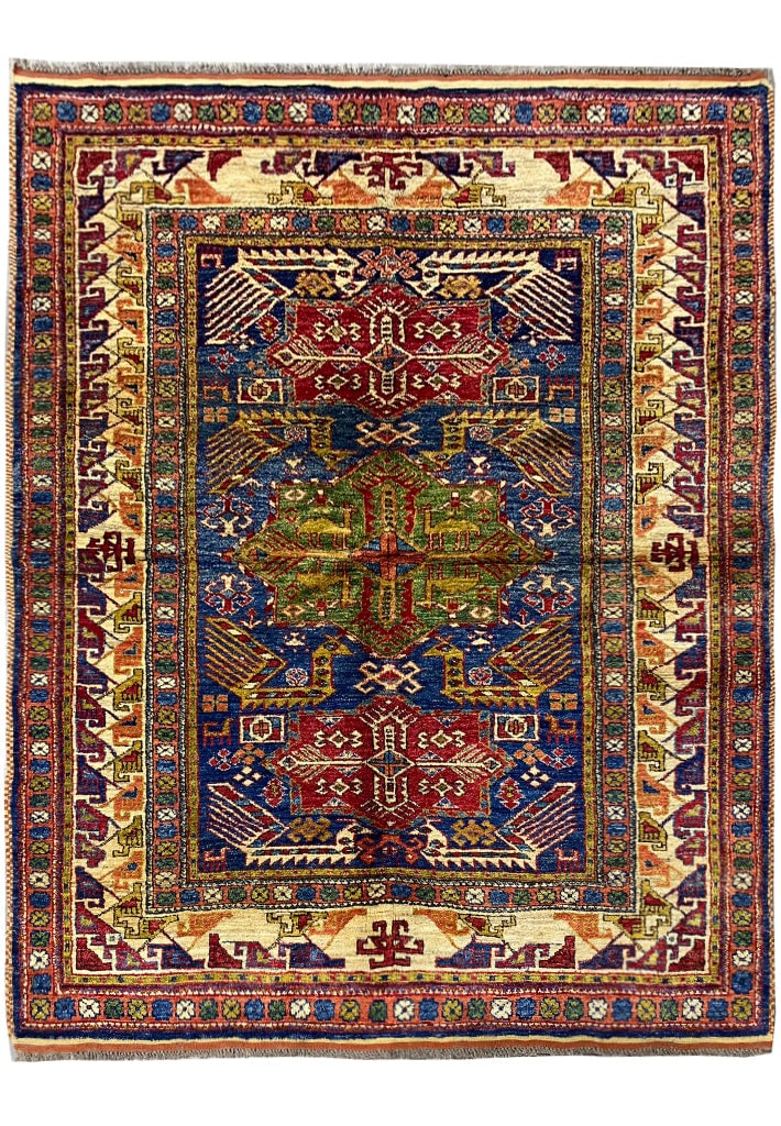 5.3 x 6.9 Super Kazak High Quality Wool Rug: 5.3 x 6.9 Super Kazak High Quality Wool Rug Free continental US Shipping Enhance your living space with this exquisite Super Kazak rug, meticulously crafted from finer quality wool for durability and 