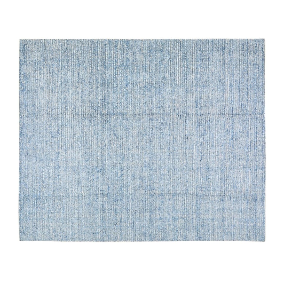 6' x 9' Minimalist Modern Hand Loomed Wool Silk Rug Turquoise: 6' x 9' Minimalist Modern Hand Loomed Wool Silk Rug Turquoise This modern hand-loomed rug features a contemporary minimalist design in natural colors, highlighted by a soft texture. Its turquoise hue 