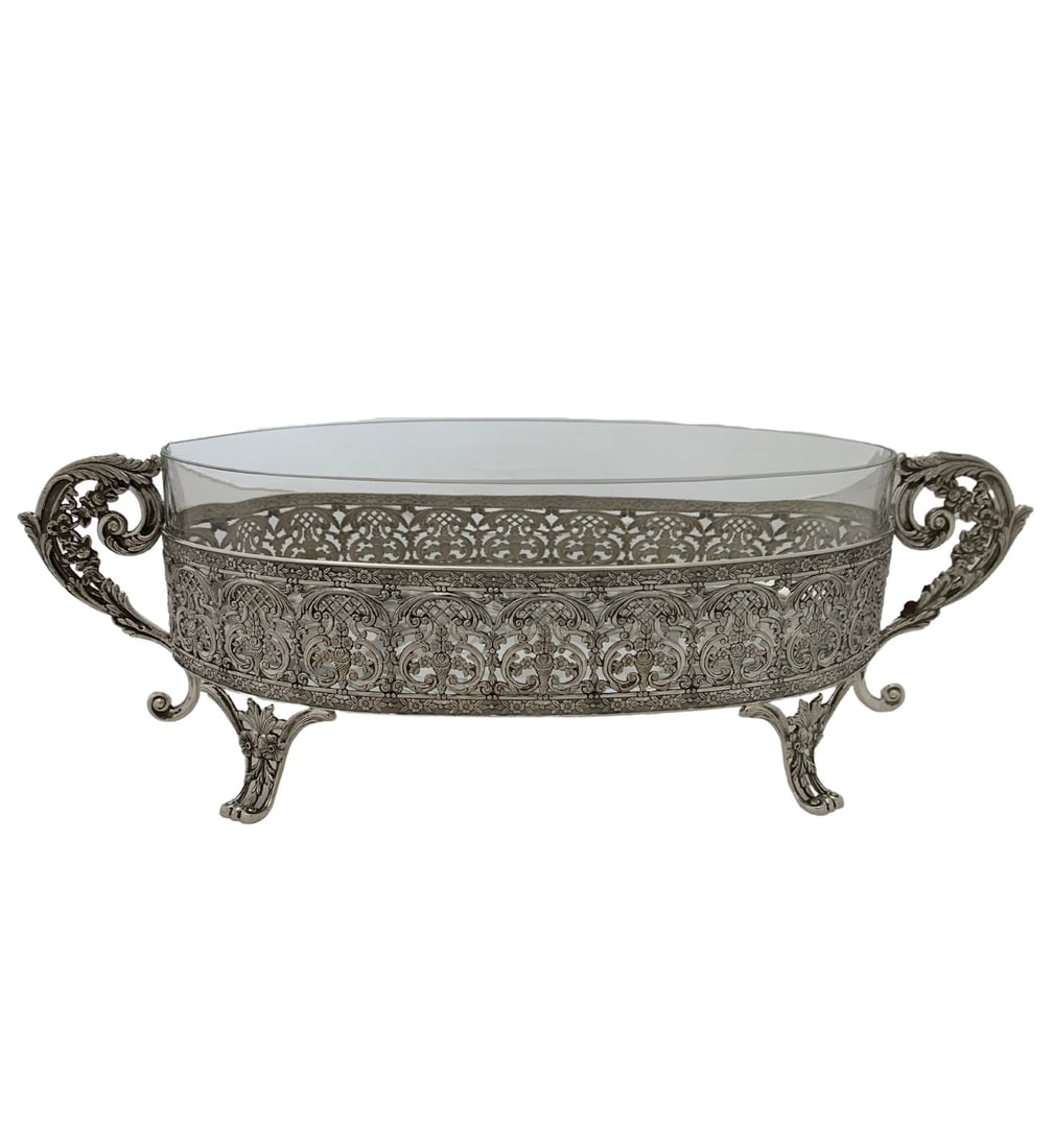 Topazio 925 Sterling Silver Crystal Handmade Lace Centerpiece 5.5 x 18 Inches: Topazio 925 Sterling Silver Crystal Handmade Lace Centerpiece 5.5 x 18 Inches This exquisite centerpiece is crafted from fine Topazio 925 sterling silver and features beautiful crystal accents. The ha