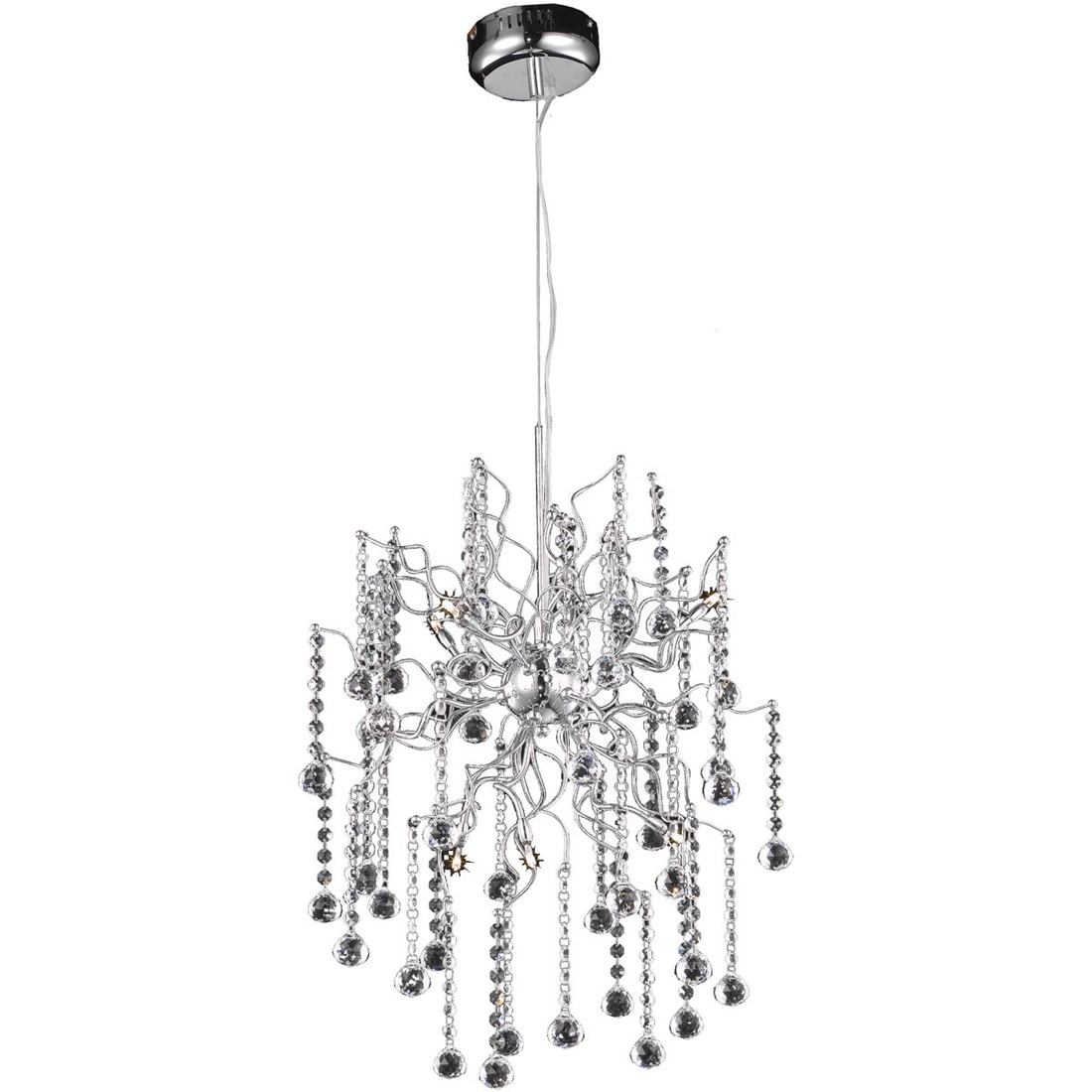 Astro Modern Chrome Six Light Crystal Chandelier for Dining or Foyer: Astro Modern Chrome Six Light Crystal Chandelier for Dining or Foyer This modern crystal chandelier features a striking 6-light Sputnik asteroid design, ideal for enhancing foyers, dining rooms, bedro
